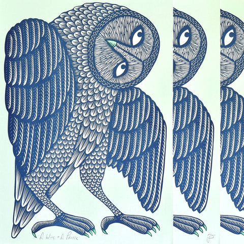 'A Wing and A Prayer' Owl Riso Art Print - Sprouts of Bristol
