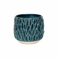 Arles Leaf Embossed Planter in Teal Blue - Sprouts of Bristol