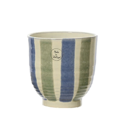 Blue and Green Striped Pot - Sprouts of Bristol