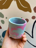 Bright Blue and Neon Pink Jesmonite Mini Pot - Sprouts of Bristol
