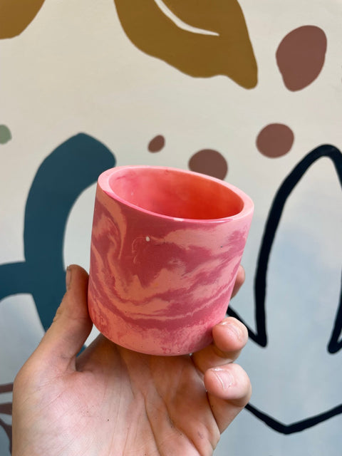 Coral and Berry Pink Jesmonite Mini Pot - Sprouts of Bristol