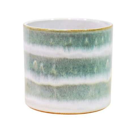 Dora Green Reactive Glaze Striped Planter - Sprouts of Bristol