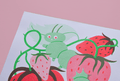 Eat Yer Strawbs A4 Risograph Print - Limited Edition - Sprouts of Bristol