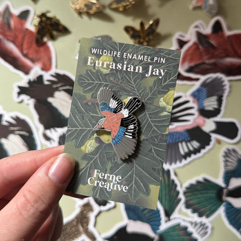 Eurasian Jay Enamel Pin - Sprouts of Bristol