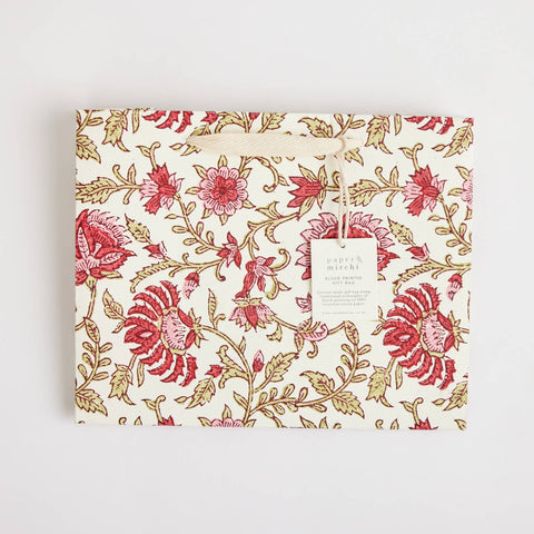Hand Block Printed Gift Bags - Scarlet - Sprouts of Bristol