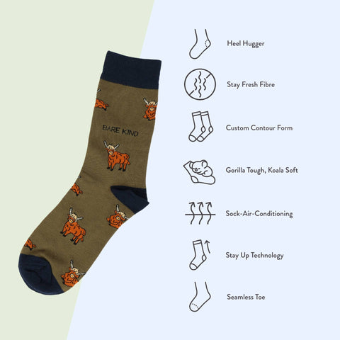 Highland Cow Bamboo Socks - Sprouts of Bristol