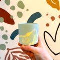 Light Blue and Lemon Yellow Jesmonite Mini Pot - Sprouts of Bristol