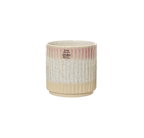 Loures Striped Reactive Glaze Ceramic Planter in Pink - Sprouts of Bristol