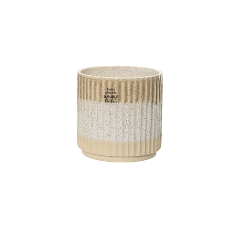 Loures Striped Reactive Glaze Ceramic Planter in Taupe - Sprouts of Bristol