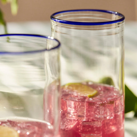 Madley Blue Tipped Highball Glass - Sprouts of Bristol