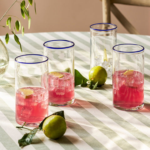 Madley Blue Tipped Highball Glass - Sprouts of Bristol