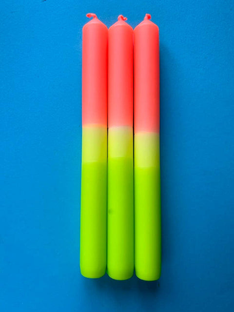 Neon Citrus - Dip Dye Dinner Candle Trio - Sprouts of Bristol