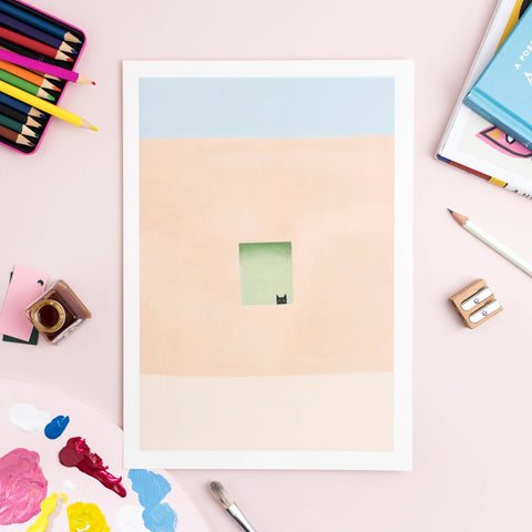 Niaski Wall with Green Door and Cat Print – Inspired by Georgia O’Keeffe - Sprouts of Bristol