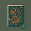 Red Pandas Green Greetings Card - Sprouts of Bristol