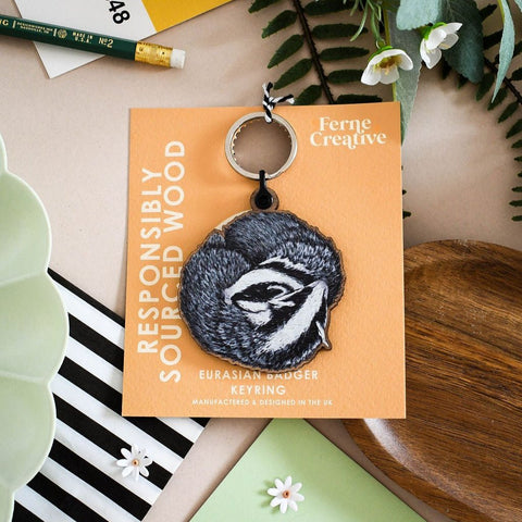 Sleeping Badger Keyring - Sprouts of Bristol