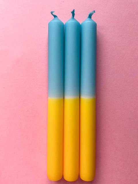 Swedish Summer - Dip Dye Dinner Candles Trio - Sprouts of Bristol