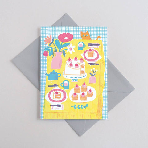 Tea Party | Everyday greetings card | Cat lover, cupcakes - Sprouts of Bristol