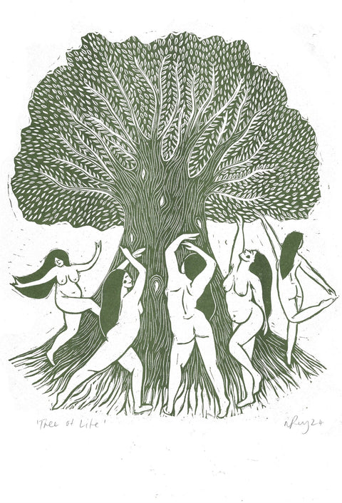 Tree of Life riso print, nature, friendship, pagan, celtic - Sprouts of Bristol