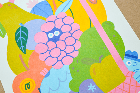 Trojan Fruit A4 Risograph Art Print - Sprouts of Bristol
