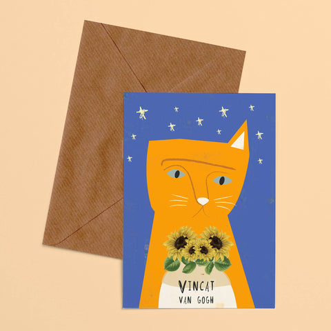 Vincat Van Gogh Cat Artist Greetings Card - Sprouts of Bristol