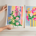 Wild Flower Stripe Risograph Print - Sprouts of Bristol