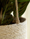 Woven Hanging Plant Pot – Half Stripe in Antique Brown - Sprouts of Bristol
