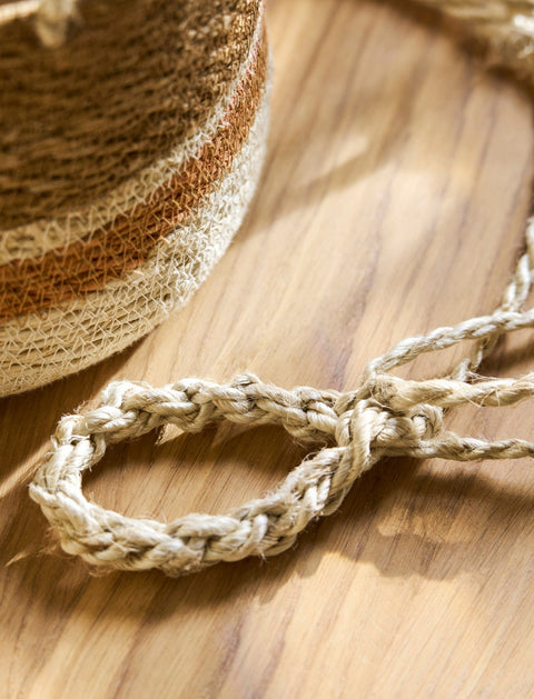 Woven Hanging Plant Pot – Orange & Cream Stripe - Sprouts of Bristol