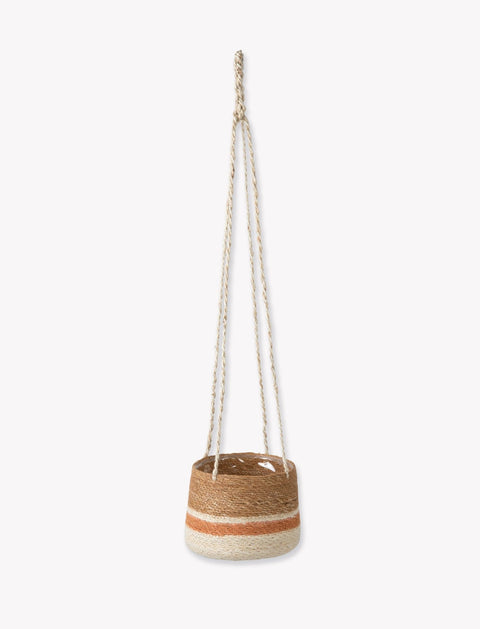 Woven Hanging Plant Pot – Orange & Cream Stripe - Sprouts of Bristol
