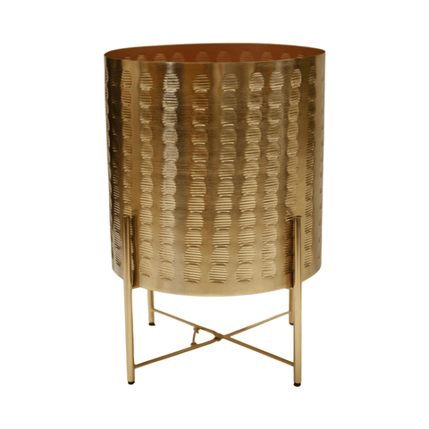 Zendaya Gold Embossed Metal Planter with Stand - Sprouts of Bristol