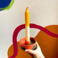 Bright Coral and Green Abstract Jesmonite Candle Basin Holder - Sprouts of Bristol
