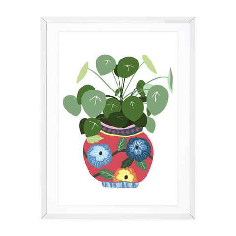Chinese Money Plant in Botanical Vase A4 Print by Oh So Daisy - Sprouts of Bristol