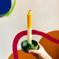 Dark Green Abstract Jesmonite Candle Basin Holder - Sprouts of Bristol