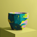 Emerald Green & Yellow Geometrical Plant Pot - Large - Sprouts of Bristol