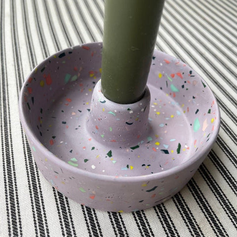 Lilac Terrazzo Jesmonite Candle Basin Holder - Sprouts of Bristol