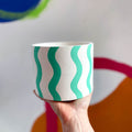 Mint Green Squiggles Jesmonite Pot - Sprouts of Bristol