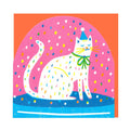 Party Cat Large Snowglobe Greetings Card - Sprouts of Bristol