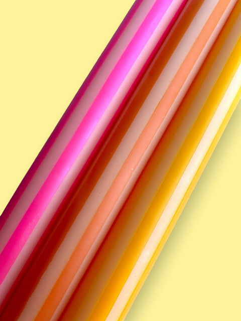 YELLOW PINSTRIPES Dip Dye Dinner Candles Trio - Sprouts of Bristol